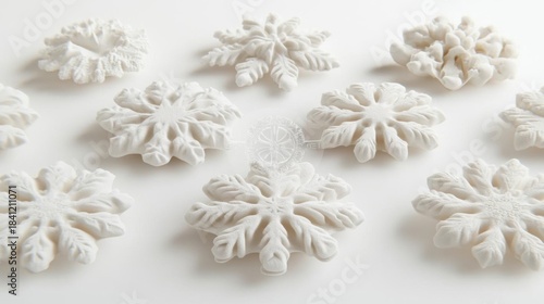 Wallpaper Mural examine decorative snowflakes on white background, +winter theme Torontodigital.ca