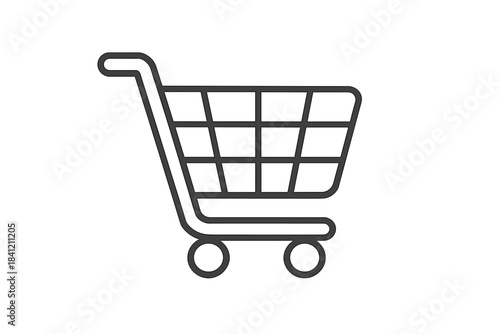 Outline shopping cart symbol for retail, e-commerce, online purchasing, and consumer activity
