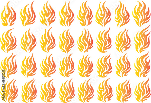 Isolated Vector Fire Flame Gradient Graphic Element on White Background