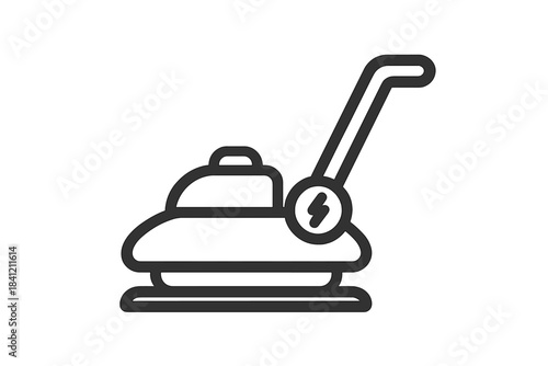 Electric lawnmower with lightning bolt symbol for sustainable yard maintenance