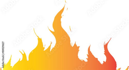 Isolated Vector Fire Flame Gradient Graphic Element on White Background