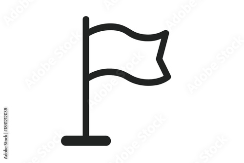 Simple outline icon of a waving flag on a pole representing a destination or goal marker