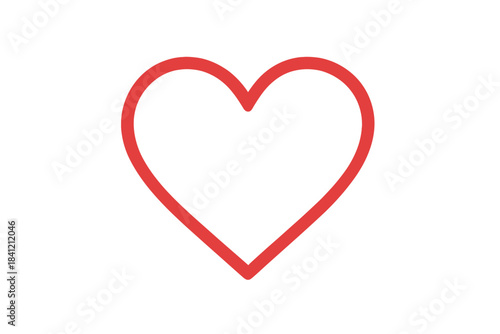 Minimalist red outline heart shape representing love romance and affection