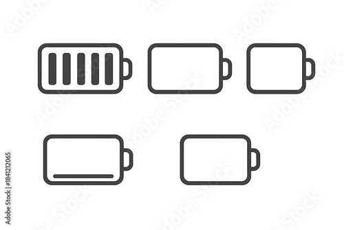 Outline style battery icons displaying various charge levels from full to critically low