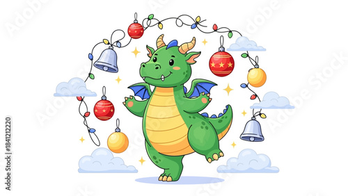 Festive Dragon Celebration Cheerful Vector Illustration for the Holidays