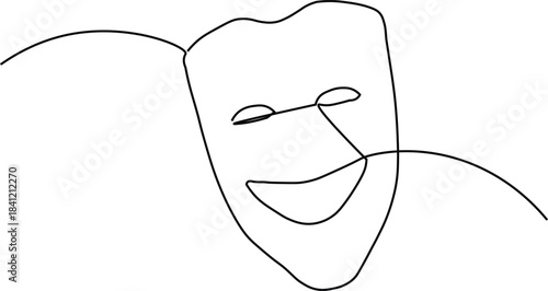 Theater Mask Line Drawing
Theatrical masks represent emotions or character types in drama.
This specific mask, known as the "Sock" or "Thalia," is associated with comedy.

