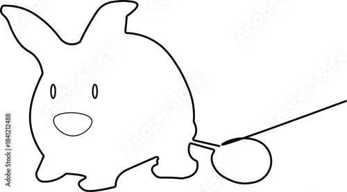 Bunny line art style icon. Rabbit line art icon. Abstract outline rabbit. Continous line drawing
The image provided is a black and white outline, likely intended for a coloring page.
