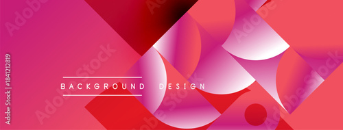 Abstract gradients form dynamic shapes. Pink, red hues blend, creating modern background design. Text reads background design.
