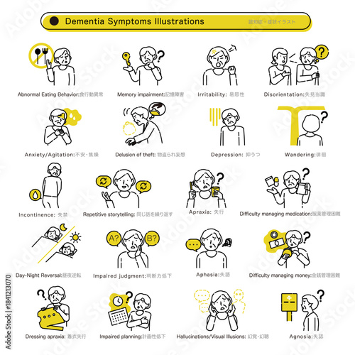 認知症のバリエーションイラストセット