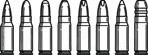 Collection of Bullet Cartridges Isolated on Transparent Background