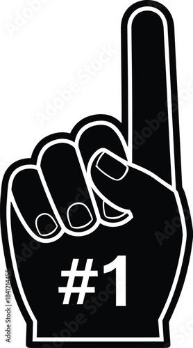 Black foam finger with number one sign, a symbol of victory