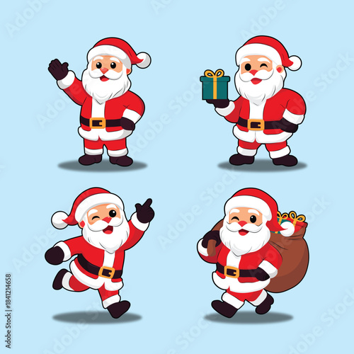Cute Cartoon Santa Claus Character Set Collection