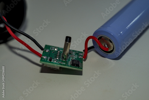 Flashlight components isolated. Macro shot.