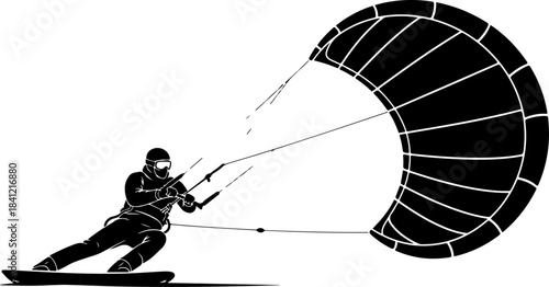 Kitesurfer Riding the Wind Vector Set