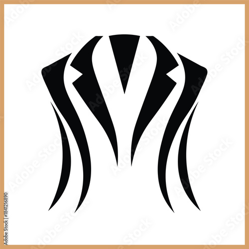 Black vector tribal illustration of a wild animal head, angel, and mythical dragon tattoo design symbols