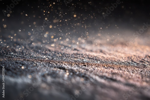 Detailed dust patterns on an aged metal surface with patina