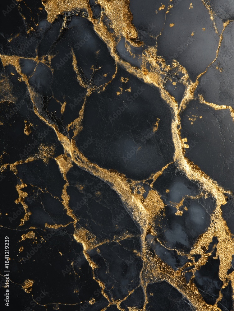 Fototapeta premium A luxurious black surface with golden veining in an organic arrangement.