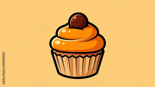 Delicious Cupcake with Cherry Topping - A Sweet Treat Illustration.