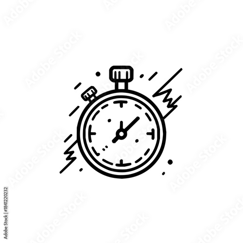 Stopwatch Icon with Motion Lines on White Background