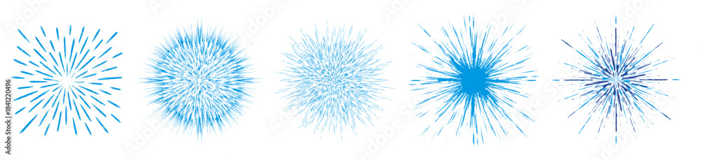 Obraz premium Set of blue starburst explosion designs