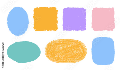 Set of pastel colored textured shapes
