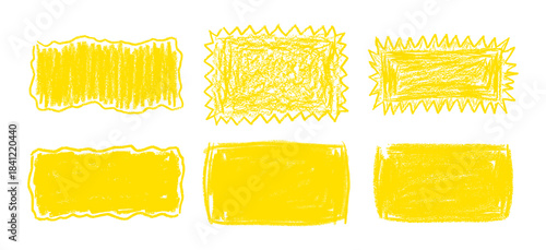Set of yellow hand-drawn textured boxes