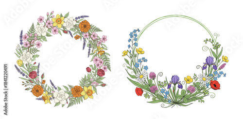 Colorful floral wreaths for decoration