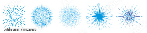 Set of blue starburst explosion designs