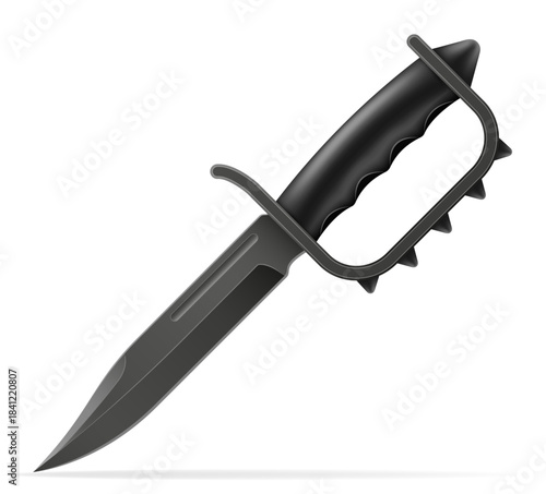 unusual original knife with a knuckle-duster handle weapon vector illustration isolated on white background