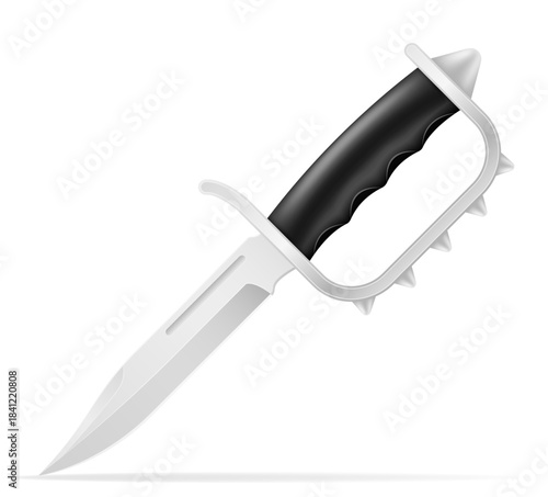 unusual original knife with a knuckle-duster handle weapon vector illustration isolated on white background