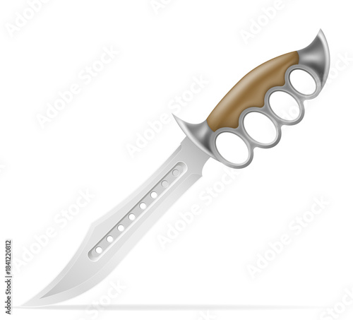 unusual original knife with a knuckle-duster handle weapon vector illustration isolated on white background