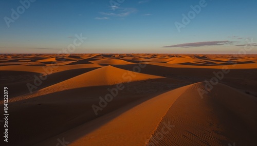 Wallpaper Mural Displaying central dune ridge showing rippled crests casting shadows in desert, thin horizon cloud Torontodigital.ca
