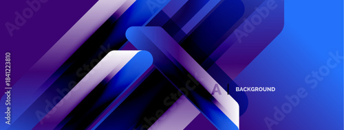 Abstract geometric shapes overlap, creating dynamic blue purple gradient effect. Modern design, suitable background material.