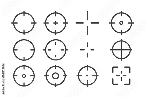 Various target crosshair symbols and focus frames for aiming and precision