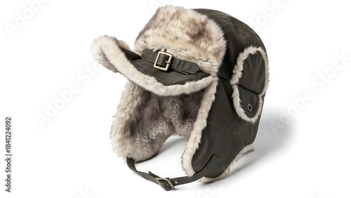 Warm winter trapper hat with fur lining and ear flaps, perfect for cold weather protection