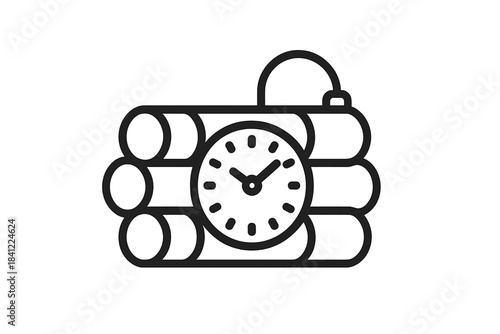 Dangerous time bomb device featuring sticks of dynamite and a ticking clock timer