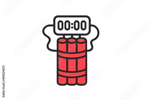 Dynamite sticks explosive device with a digital countdown timer at the point of detonation