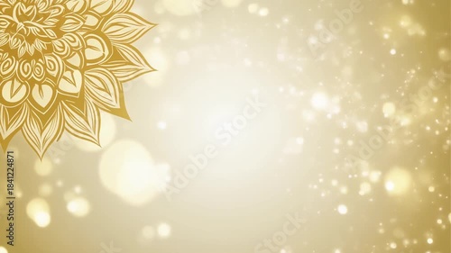Soft golden bokeh light with floating sparkles
