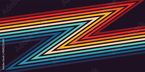 Modern background design in futuristic retro style with colorful lines abstract