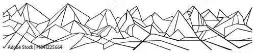Geometric Mountain Landscape Panorama Vector Illustration Minimalist Polygonal Nature Range Line Art