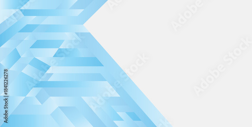 modern abstract blue background design with layers of textured white transparent material in triangle diamond and squares shapes in random geometric