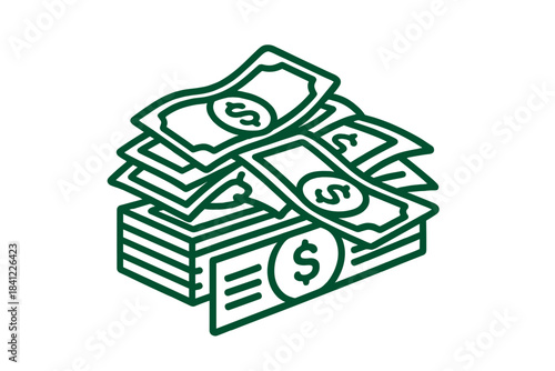 Stack of dollar banknotes representing financial success, wealth, and profit