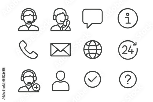 Essential customer service and communication line icons for web and mobile interfaces