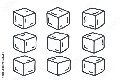 Seamless repeating pattern of outlined ice cubes for cold drinks and summer refreshment concepts