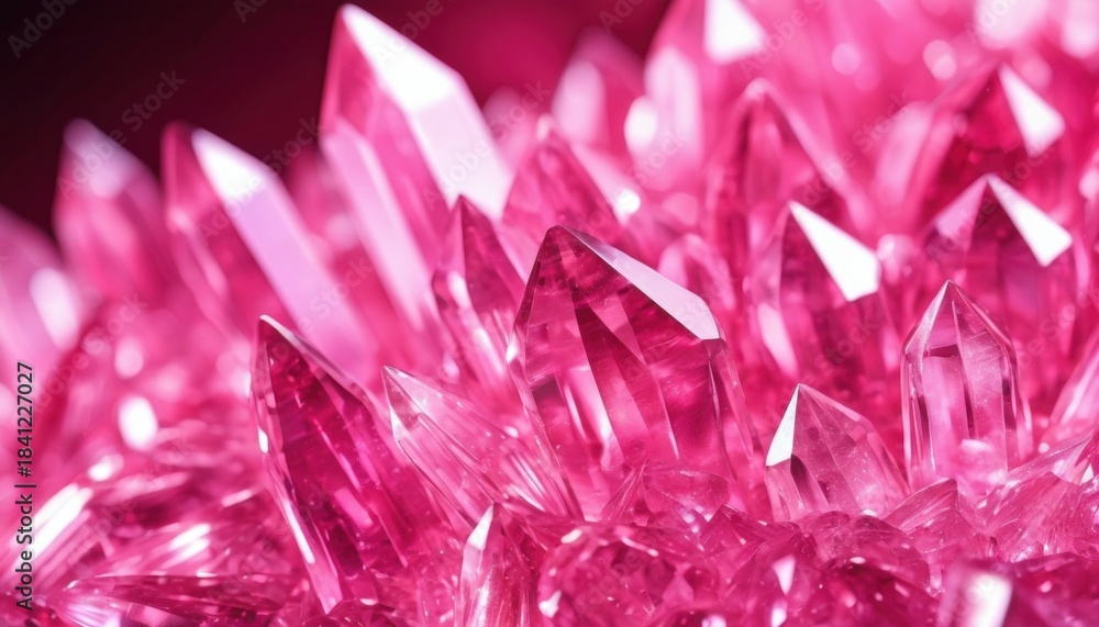 Fototapeta premium abstract pink polyhedral crystal pattern with a shiny and reflective surface. The play of light and texture creates a mysterious and elegant atmosphere.