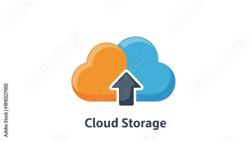 Cloud Storage Icon with Upload Arrow Symbol.