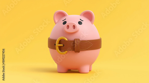 Bright Cartoon Piggy Bank with Belt