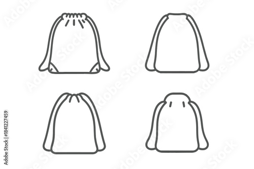 Minimalist drawstring bags and pouches set for retail storage and packaging