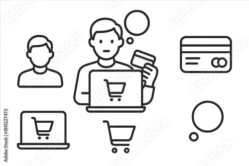 Person shopping online using a laptop and credit card for e-commerce payment