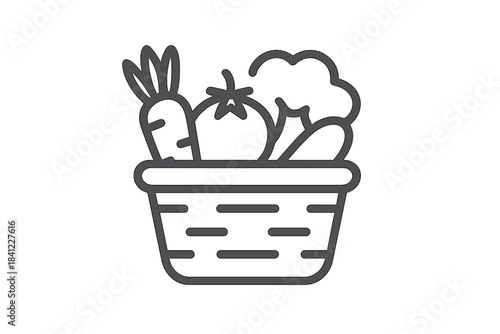 Woven basket filled with assorted fresh vegetables and healthy organic produce